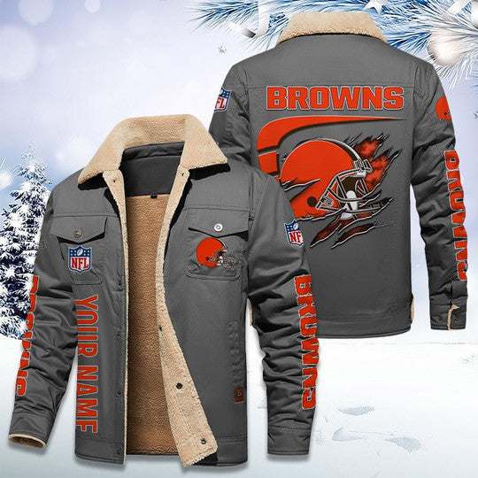LIMITED EDITION - NEW CUSTOMIZED NFL29 CLB CLEVELAND BROWNS FLEECE JACKET