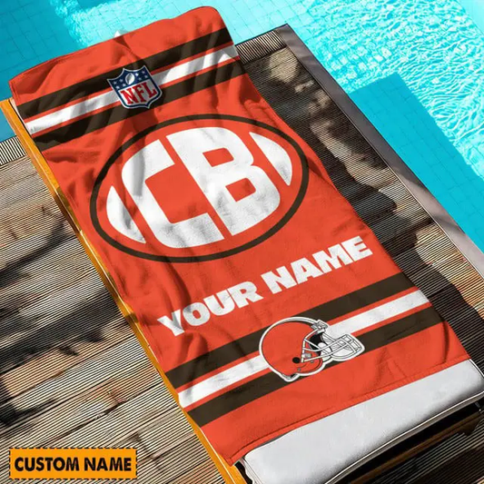 LIMITED EDITION - NEW CUSTOMIZED NFL29 CLB CLEVELAND BROWNS BEACH & BATH TOWEL (KIDS & ADULTS)
