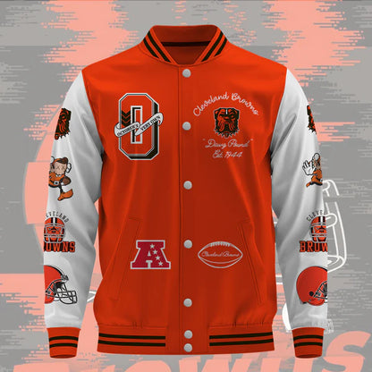 LIMITED EDITION - NEW CUSTOMIZED NFL29 CLB CLEVELAND BROWNS BASEBALL JACKET