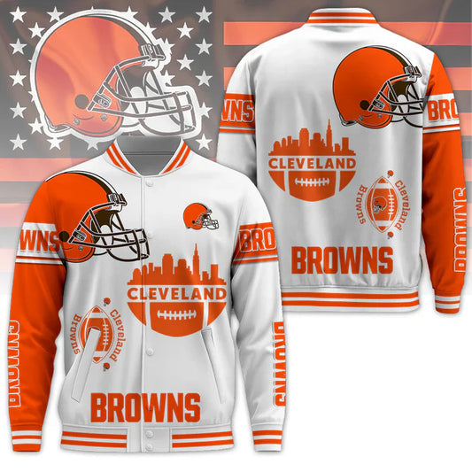 LIMITED EDITION - NEW CUSTOMIZED NFL29 CLB CLEVELAND BROWNS BASEBALL JACKET