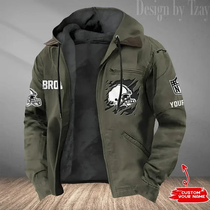 LIMITED EDITION - NEW CUSTOMIZED NFL29 CLB CLEVELAND BROWNS HOODED CARDIGAN JACKET