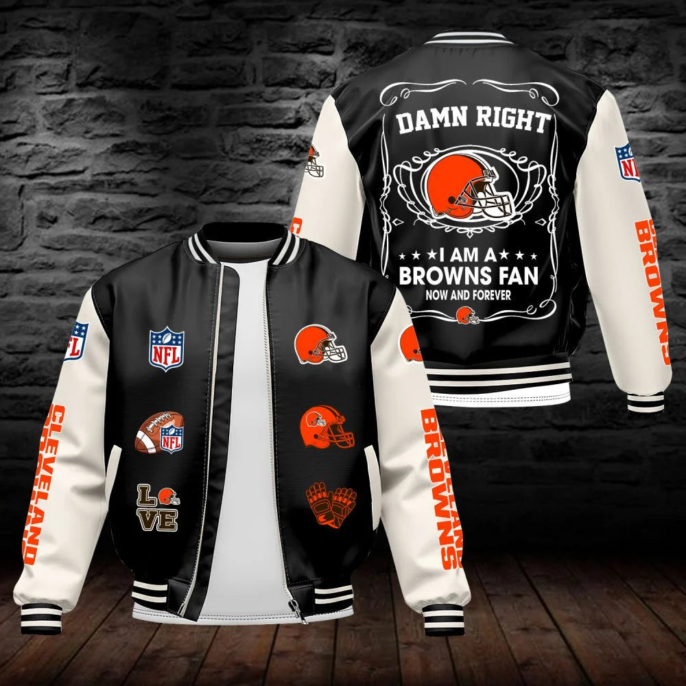 LIMITED EDITION - NEW CUSTOMIZED NFL29 CLB CLEVELAND BROWNS LEATHER BOMBER JACKET