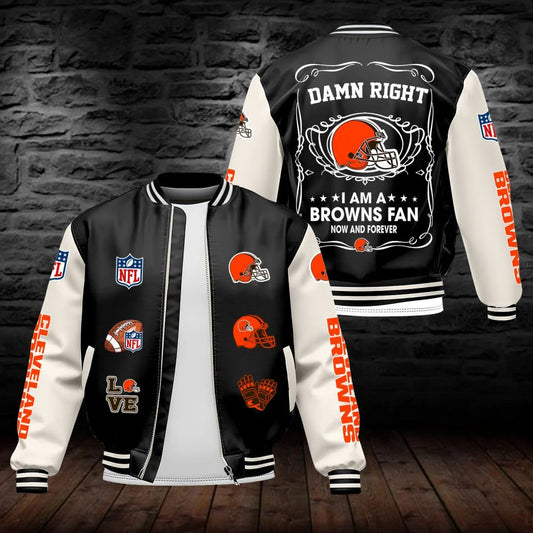 LIMITED EDITION - NEW CUSTOMIZED NFL29 CLB CLEVELAND BROWNS LEATHER BOMBER JACKET
