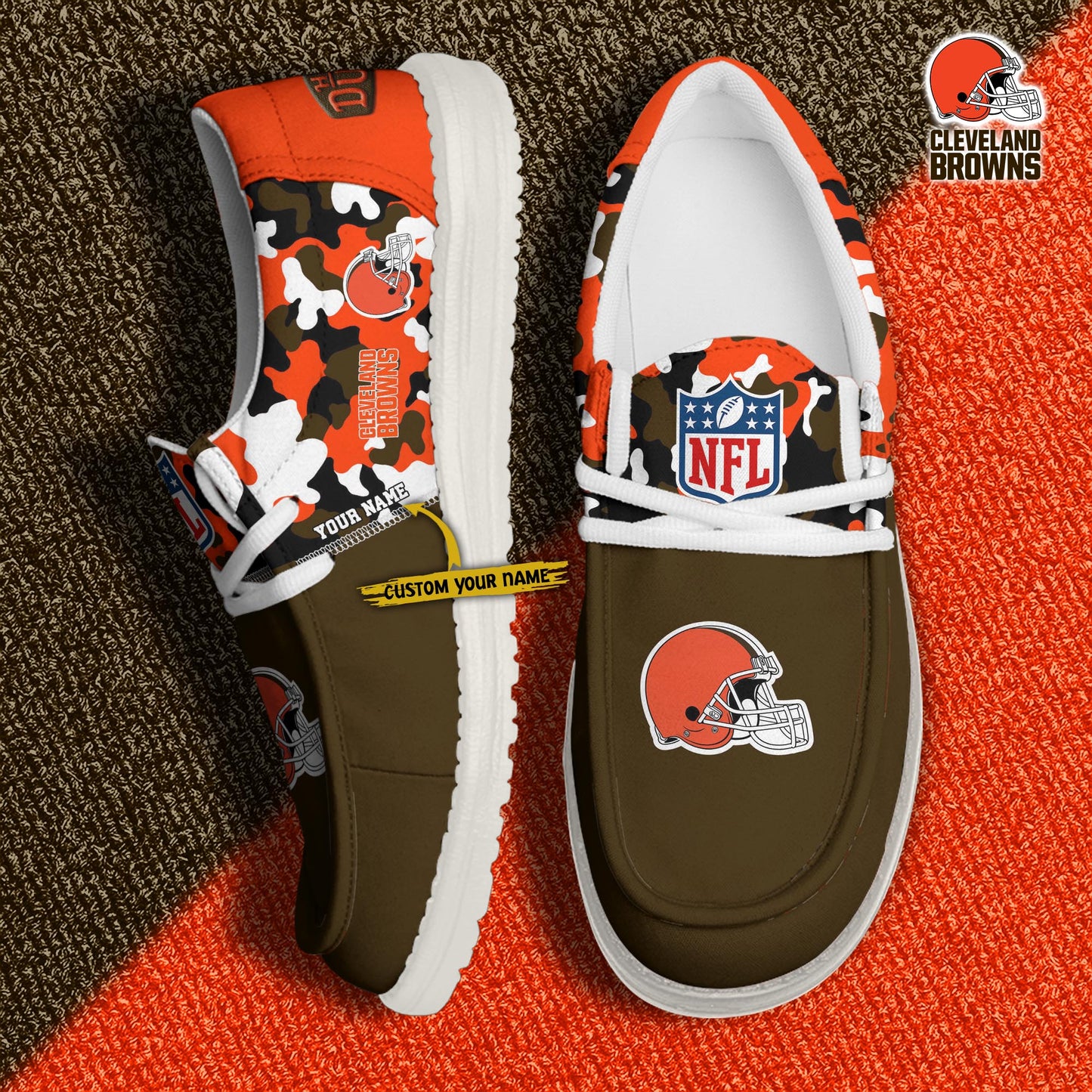 LIMITED EDITION - NEW CUSTOMIZED NFL29 CLB CLEVELAND BROWNS LOAFER SHOES