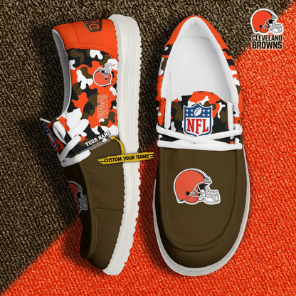 LIMITED EDITION - NEW CUSTOMIZED NFL29 CLB CLEVELAND BROWNS LOAFER SHOES