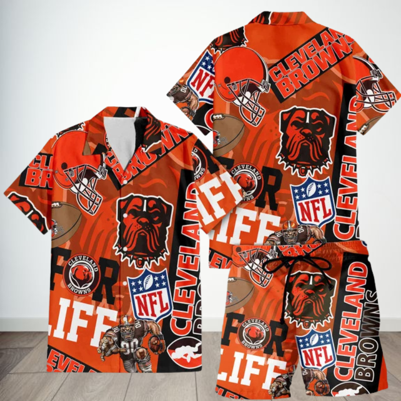 LIMITED EDITION - NEW CUSTOMIZED NFL29 CLB CLEVELAND BROWNS UNISEX HAWAIIAN SHIRT & SHORTS SET