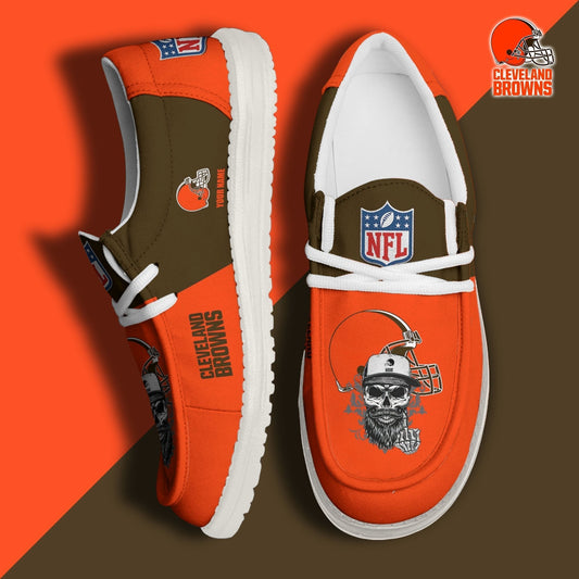 LIMITED EDITION - NEW CUSTOMIZED NFL29 CLB CLEVELAND BROWNS LOAFER SHOES