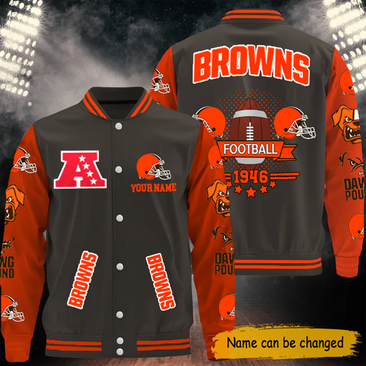 LIMITED EDITION - NEW CUSTOMIZED NFL29 CLB CLEVELAND BROWNS BASEBALL JACKET