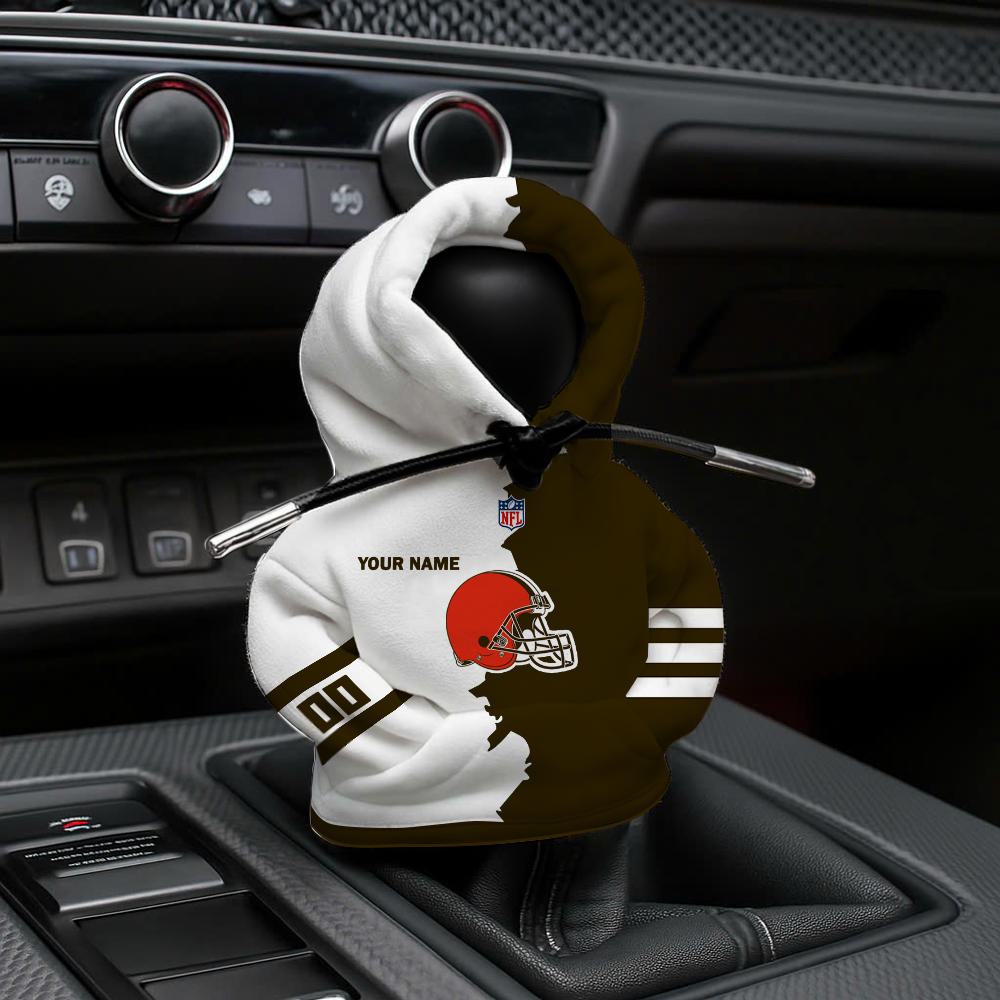 LIMITED EDITION - NEW CUSTOMIZED NFL29 CLB CLEVELAND BROWNS CAR HOODIE SHIFT KNOB