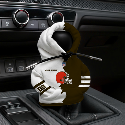 LIMITED EDITION - NEW CUSTOMIZED NFL29 CLB CLEVELAND BROWNS CAR HOODIE SHIFT KNOB