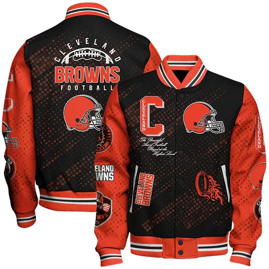 LIMITED EDITION - NEW CUSTOMIZED NFL29 CLB CLEVELAND BROWNS SATIN VARSITY JACKET & BASEBALL JACKET