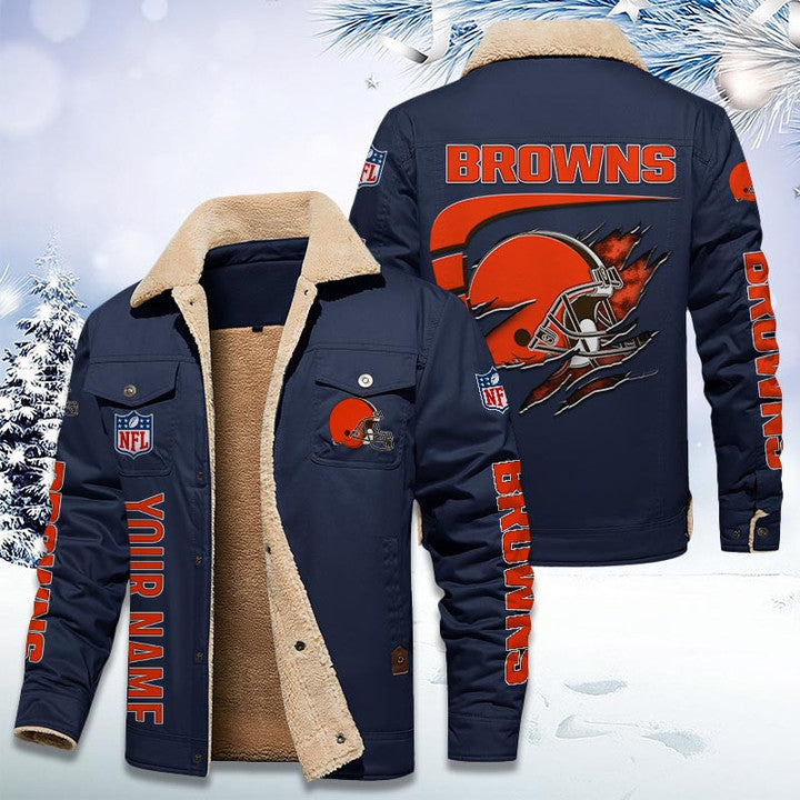 LIMITED EDITION - NEW CUSTOMIZED NFL29 CLB CLEVELAND BROWNS FLEECE JACKET