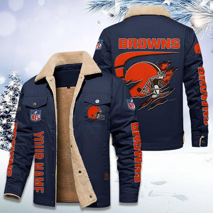 LIMITED EDITION - NEW CUSTOMIZED NFL29 CLB CLEVELAND BROWNS FLEECE JACKET