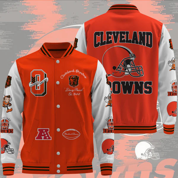 LIMITED EDITION - NEW CUSTOMIZED NFL29 CLB CLEVELAND BROWNS BASEBALL JACKET