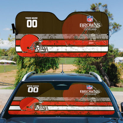 LIMITED EDITION - NEW CUSTOMIZED NFL29 CLB CLEVELAND BROWNS AUTO WINDSHIELD SHADE