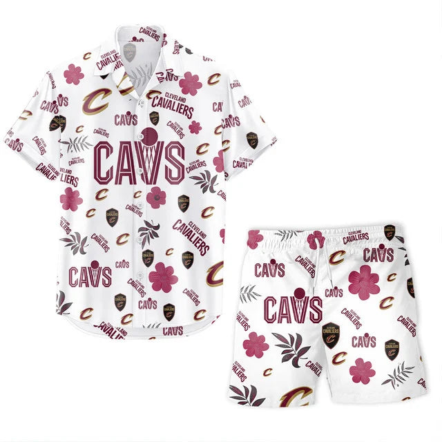 LIMITED EDITION - NEW CUSTOMIZED NBA02 CCA CLEVELAND CAVALIERS UNISEX HAWAIIAN SHIRT & SHORTS SET