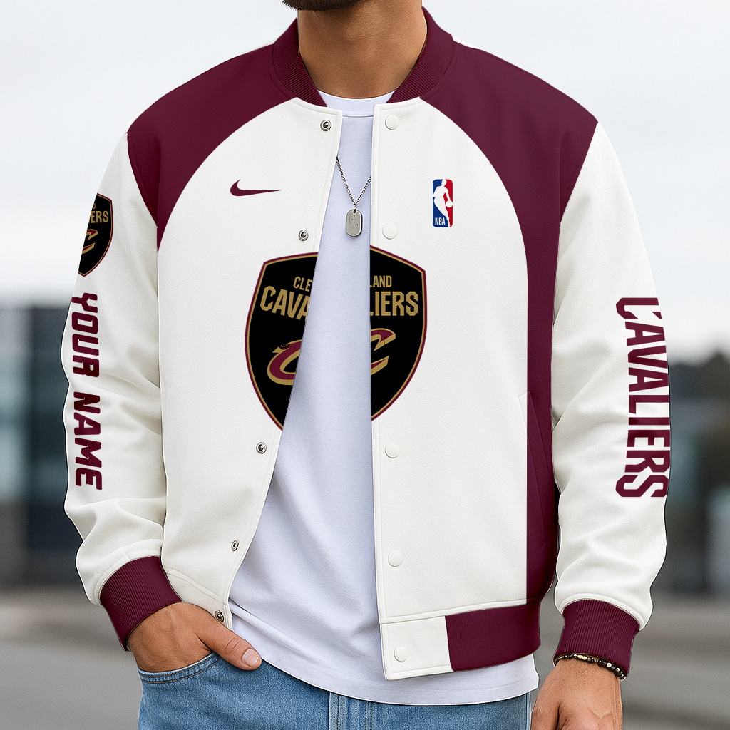 LIMITED EDITION - NEW CUSTOMIZED NBA02 CC CLEVELAND CAVALIERS BASEBALL JACKET, SATIN VARSITY JACKET