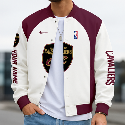 LIMITED EDITION - NEW CUSTOMIZED NBA02 CC CLEVELAND CAVALIERS BASEBALL JACKET, SATIN VARSITY JACKET