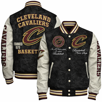 LIMITED EDITION - NEW CUSTOMIZED NBA02 CCA CLEVELAND CAVALIERS BASEBALL JACKET, SATIN VARSITY JACKET