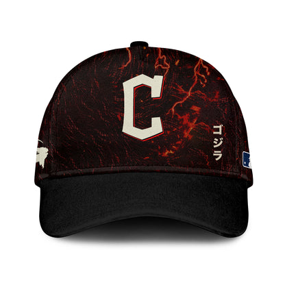 LIMITED EDITION - NEW CUSTOMIZED MLB13 CGS CLEVELAND GUARDIANS x GODZILLA BASEBALL JERSEY & CAP