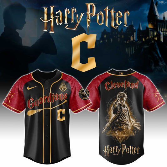 LIMITED EDITION - NEW CUSTOMIZED MLB13 CGS CLEVELAND GUARDIANS x HARRY POTTER BASEBALL JERSEY & CAP