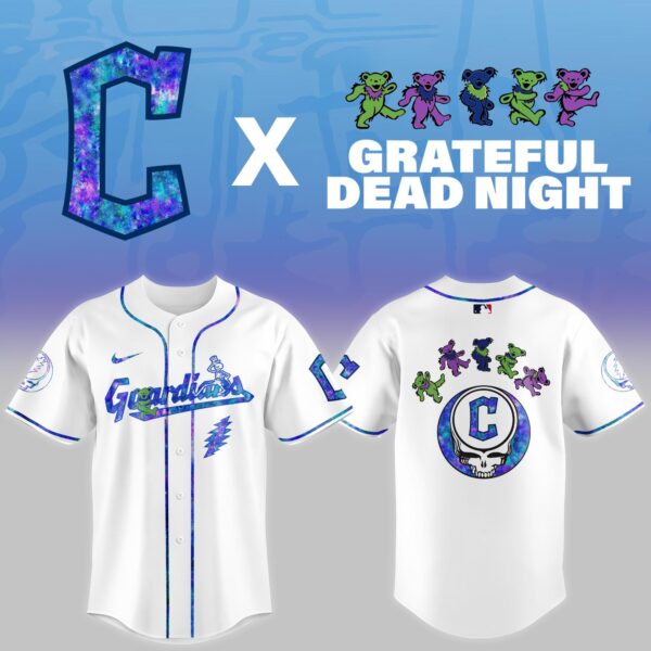 LIMITED EDITION - NEW CUSTOMIZED MLB13 CL GUARDIANS x GRATEFUL DEAD BASEBALL JERSEY