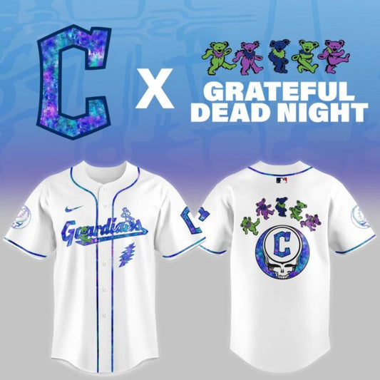 LIMITED EDITION - NEW CUSTOMIZED MLB13 CL GUARDIANS x GRATEFUL DEAD BASEBALL JERSEY