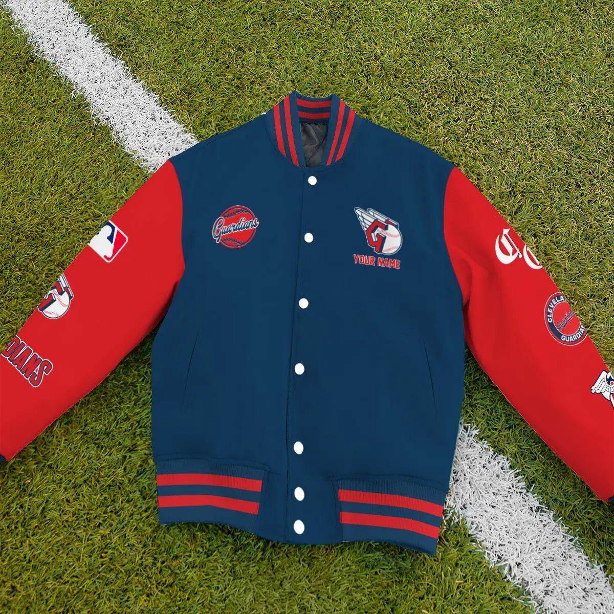 LIMITED EDITION - NEW PREMIUM MLB13 CGS CLEVELAND GUARDIANS SATIN VARSITY JACKET