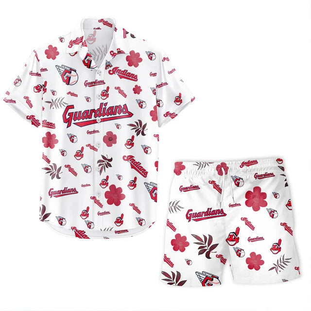 LIMITED EDITION - NEW CUSTOMIZED MLB13 CGS CLEVELAND GUARDIANS UNISEX HAWAIIAN SHIRT & SHORTS SET