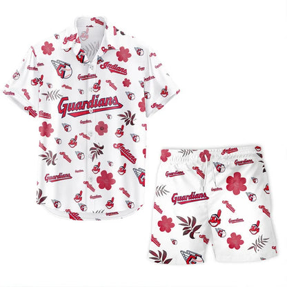 LIMITED EDITION - NEW CUSTOMIZED MLB13 CGS CLEVELAND GUARDIANS UNISEX HAWAIIAN SHIRT & SHORTS SET