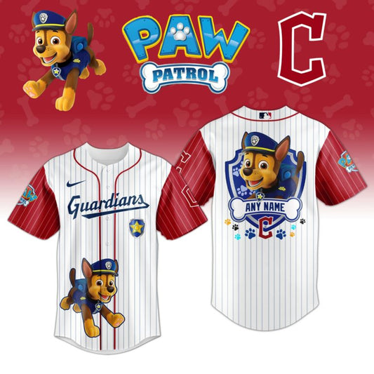 LIMITED EDITION - NEW CUSTOMIZED MLB13 CGS CLEVELAND GUARDIANS x PAW PATROL BASEBALL JERSEY & CAP