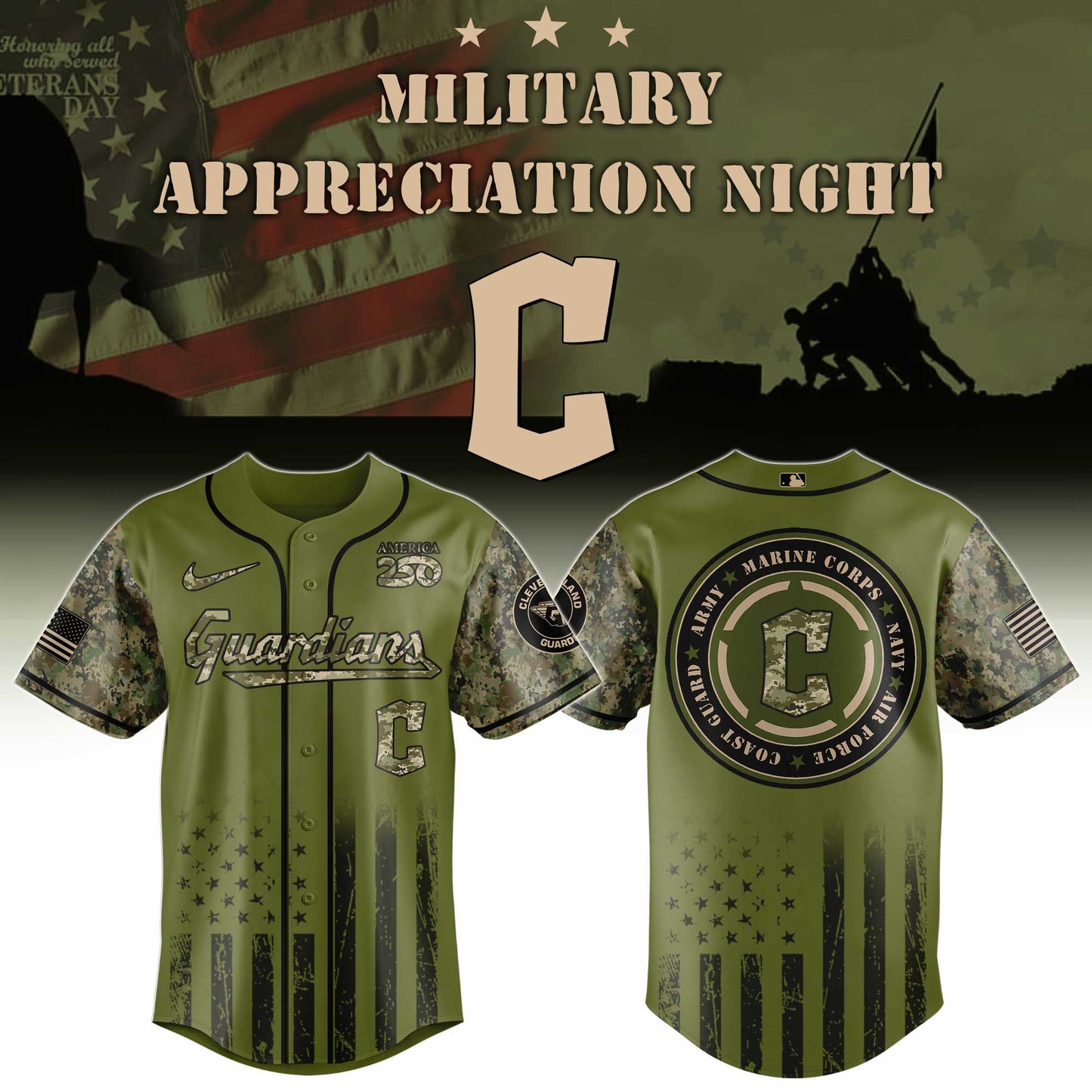 LIMITED EDITION - NEW CUSTOMIZED MLB13 CGS CLEVELAND GUARDIANS BASEBALL JERSEY & CAP