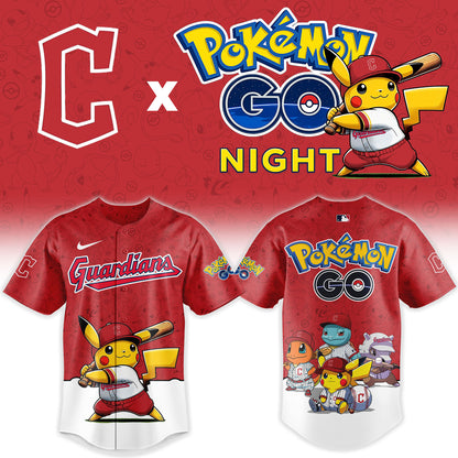 LIMITED EDITION - NEW CUSTOMIZED MLB13 CGS CLEVELAND GUARDIANS x POKEMON BASEBALL JERSEY & CAP