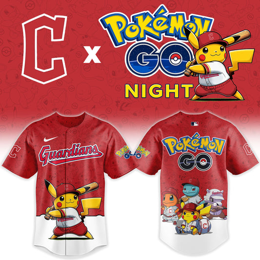 LIMITED EDITION - NEW CUSTOMIZED MLB13 CGS CLEVELAND GUARDIANS x POKEMON BASEBALL JERSEY & CAP