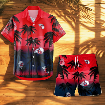 LIMITED EDITION - NEW CUSTOMIZED MLB13 CGS CLEVELAND GUARDIANS UNISEX HAWAIIAN SHIRT & SHORTS SET