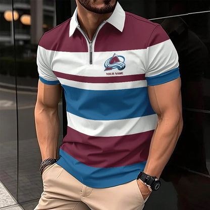 LIMITED EDITION - NEW CUSTOMIZED NHL05 CAL COLORADO AVALANCHE ZIP POLO SHIRT