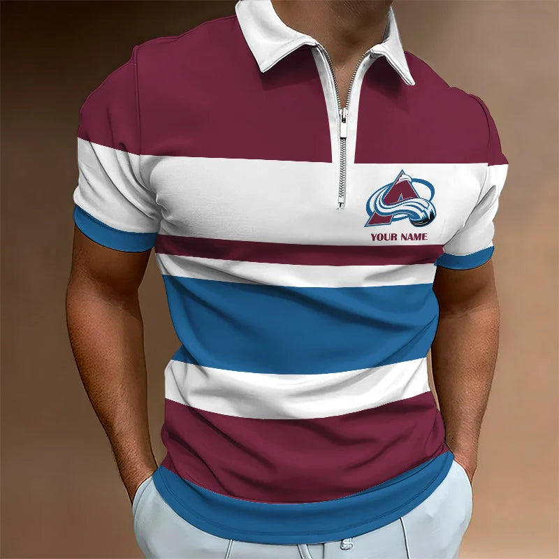 LIMITED EDITION - NEW CUSTOMIZED NHL05 CAL COLORADO AVALANCHE ZIP POLO SHIRT