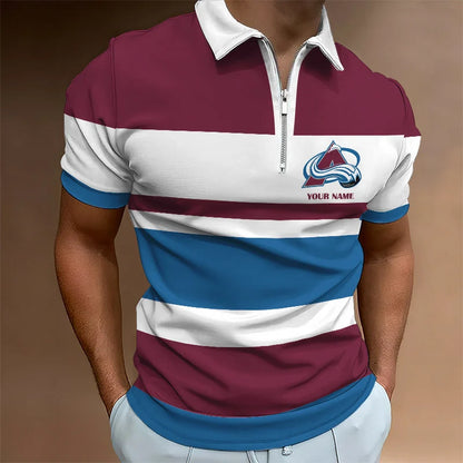 LIMITED EDITION - NEW CUSTOMIZED NHL05 CAL COLORADO AVALANCHE ZIP POLO SHIRT