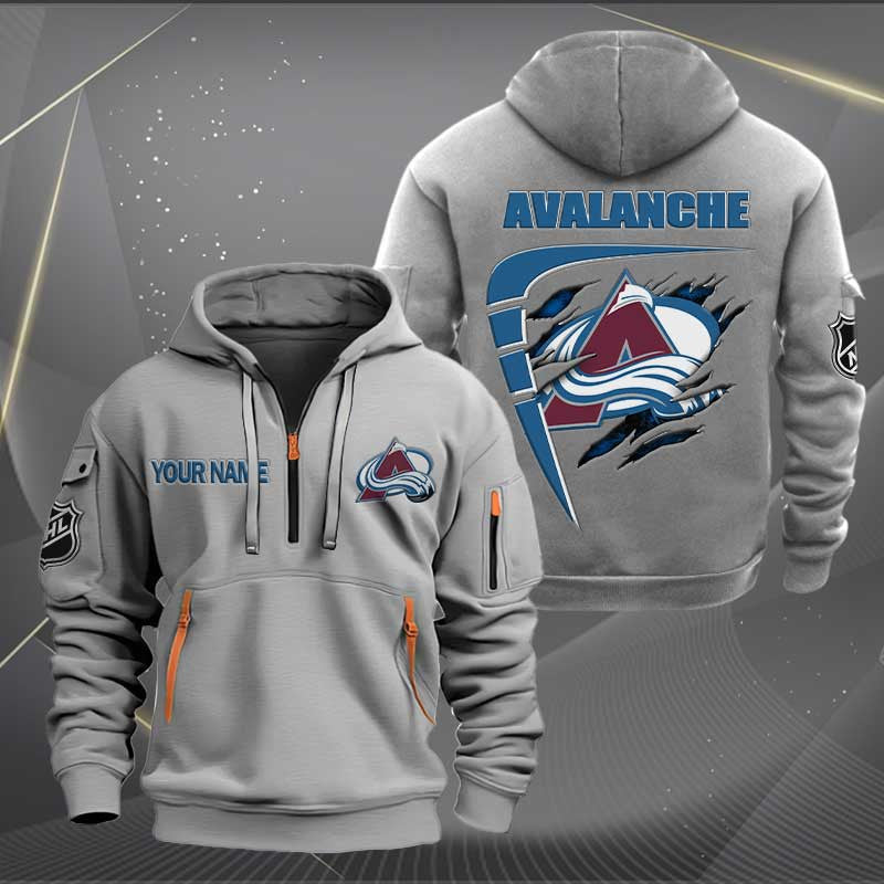 LIMITED EDITION - NEW CUSTOMIZED NHL05 CAL COLORADO AVALANCHE QUARTER ZIP HOODIE
