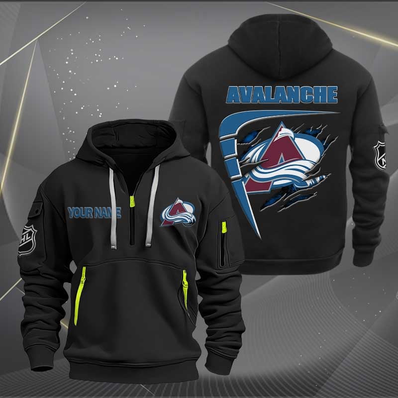LIMITED EDITION - NEW CUSTOMIZED NHL05 CAL COLORADO AVALANCHE QUARTER ZIP HOODIE
