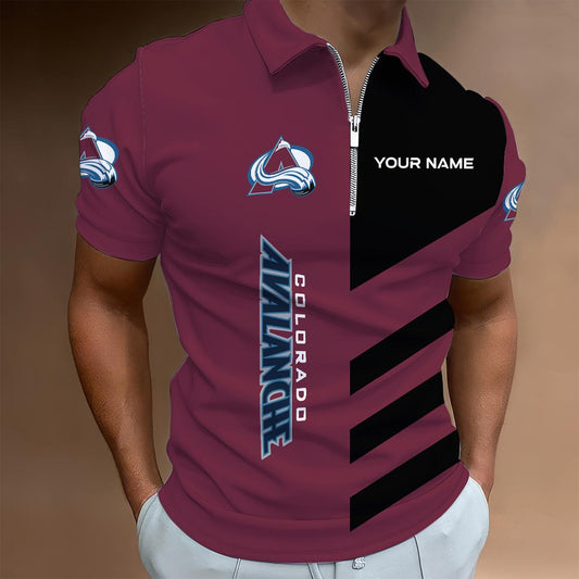 LIMITED EDITION - NEW CUSTOMIZED NHL05 CAL COLORADO AVALANCHE ZIP POLO SHIRT