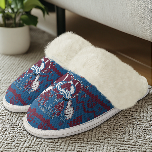 LIMITED EDITION - NEW CUSTOMIZED NHL05 CAL COLORADO AVALANCHE FUR-LINED SLIPPERS