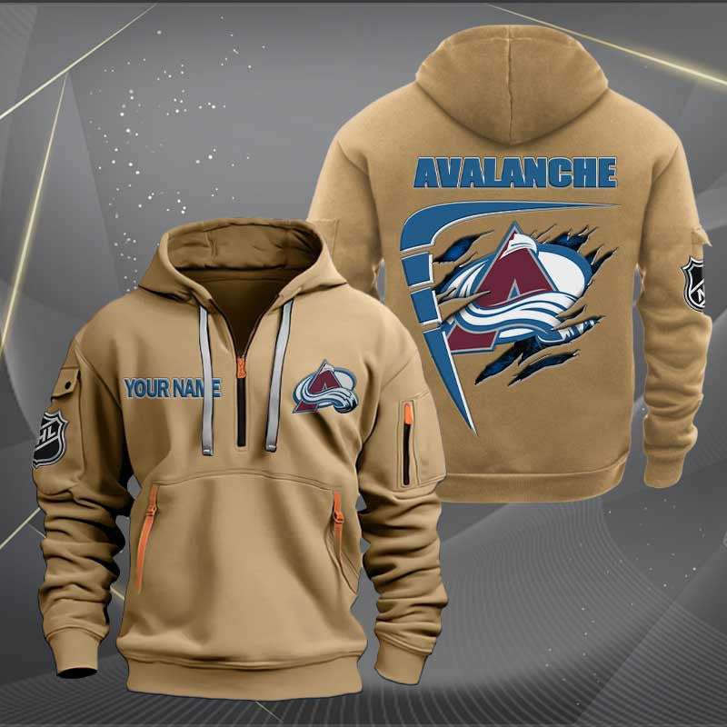 LIMITED EDITION - NEW CUSTOMIZED NHL05 CAL COLORADO AVALANCHE QUARTER ZIP HOODIE