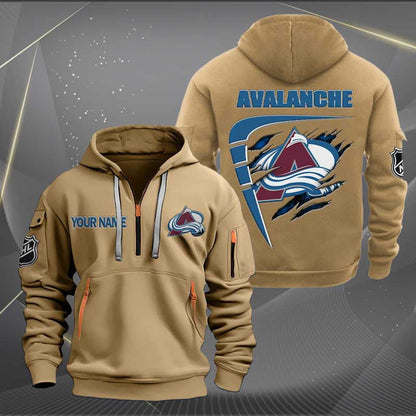 LIMITED EDITION - NEW CUSTOMIZED NHL05 CAL COLORADO AVALANCHE QUARTER ZIP HOODIE