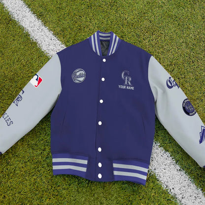 LIMITED EDITION - NEW PREMIUM MLB30 COR COLORADO ROCKIES SATIN VARSITY JACKET