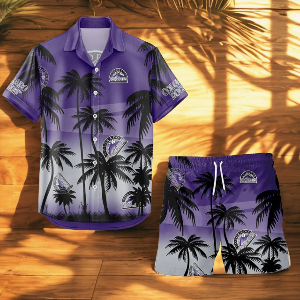 LIMITED EDITION - NEW CUSTOMIZED MLB30 COR COLORADO ROCKIES UNISEX HAWAIIAN SHIRT & SHORTS SET