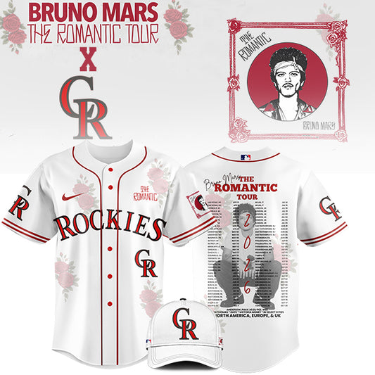 LIMITED EDITION - NEW CUSTOMIZED MLB30 CL ROCKIES x BRUNO MARS BASEBALL JERSEY & CAP