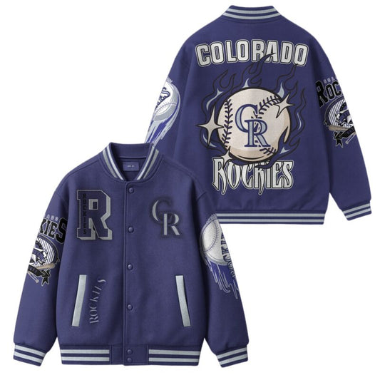 LIMITED EDITION - NEW CUSTOMIZED MLB30 CL ROCKIES SATIN VARSITY & BASEBALL JACKET
