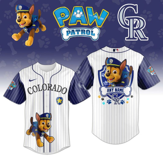 LIMITED EDITION - NEW CUSTOMIZED MLB30 COR COLORADO ROCKIES x PAW PATROL BASEBALL JERSEY & CAP
