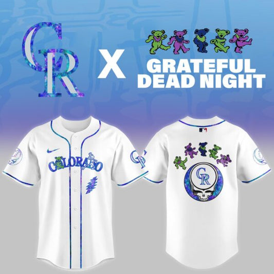 LIMITED EDITION - NEW CUSTOMIZED MLB30 CL ROCKIES x GRATEFUL DEAD BASEBALL JERSEY